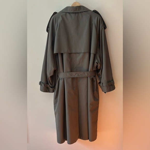 Jones New York Trench Coat Wool Liner Green Grey Size 46R - Picture 2 of 15